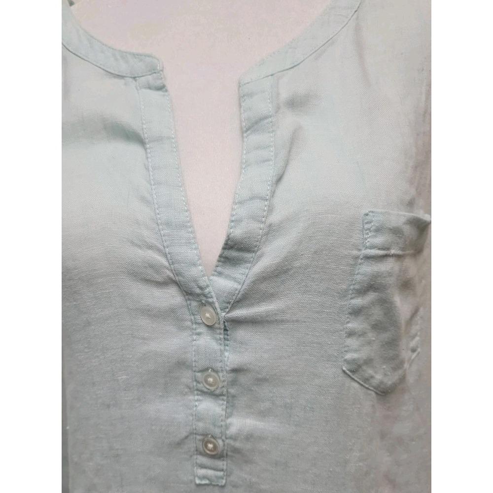 Lilly Pulitzer SZ S Lt Blue 100% Linen split-neck popover tunic Sheer Beach - Picture 3 of 7